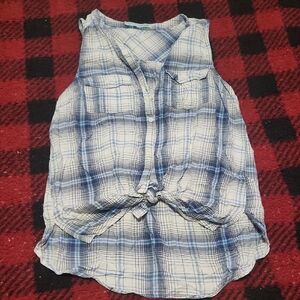 Maurices Blue and White Plaid Tank Top